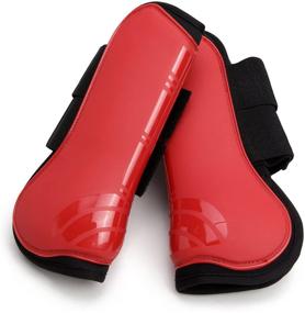 img 4 attached to NKTM Open Front Boots Horse Exercise Boots - Set of 2: Black/Red Black