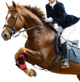 img 2 attached to NKTM Open Front Boots Horse Exercise Boots - Set of 2: Black/Red Black