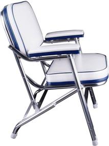 img 2 attached to 🪑 Leader Accessories Portable Folding Deck Chair - Aluminum Frame, Armrests - White/Blue
