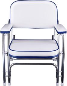 img 3 attached to 🪑 Leader Accessories Portable Folding Deck Chair - Aluminum Frame, Armrests - White/Blue