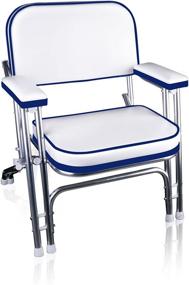img 4 attached to 🪑 Leader Accessories Portable Folding Deck Chair - Aluminum Frame, Armrests - White/Blue