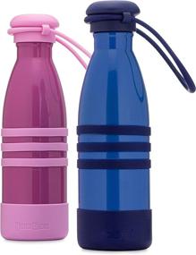 img 1 attached to 🍼 Yumbox Aqua Triple Insulated Water Bottle 14 oz/ 420 ml - Stainless Steel, Silicone Cap, Wrist Strap (Ocean Blue)