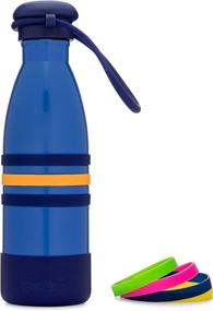 img 2 attached to 🍼 Yumbox Aqua Triple Insulated Water Bottle 14 oz/ 420 ml - Stainless Steel, Silicone Cap, Wrist Strap (Ocean Blue)