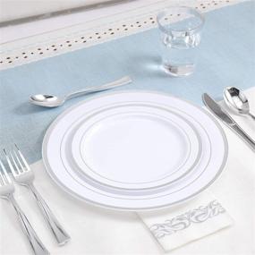 img 2 attached to 🍽️ 320-Piece Plastic Silverware Set - Premium Disposable Cutlery - Flatware for Parties and Events - 160 Forks, 80 Spoons, 80 Knives (Silver)