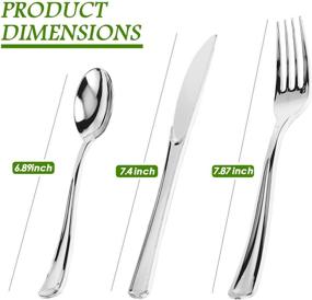 img 1 attached to 🍽️ 320-Piece Plastic Silverware Set - Premium Disposable Cutlery - Flatware for Parties and Events - 160 Forks, 80 Spoons, 80 Knives (Silver)