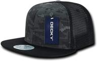decky camo flat bill trucker hat in 🧢 black/night: stylish & trendy headwear for casual and outdoor wear logo