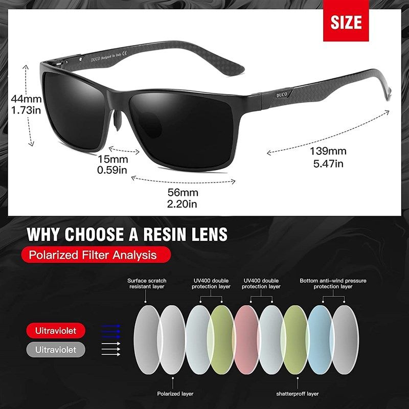 🕶️ DUCO Classic Rectangular Polarized Sunglasses: Superior…