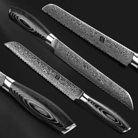 img 3 attached to 🍞 XINZUO 8 Inch Bread Knife: Professional Chef's Knife with VG10 Damascus Super Steel and Pakkawood Handle - Ya Series