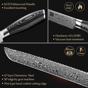 img 1 attached to 🍞 XINZUO 8 Inch Bread Knife: Professional Chef's Knife with VG10 Damascus Super Steel and Pakkawood Handle - Ya Series