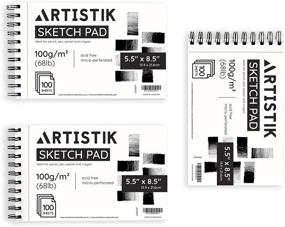 img 4 attached to 📔 Spiral Sketch Pads for Drawing - Premium Mixed Media Sketch Book, 5.5" x 8.5", 100-Sheets, Perforated - Pack of 3 - High-Quality Art Supplies