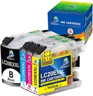 4 pack of double d compatible lc20e ink cartridges for brother mfc-j985dw j775dw j5920dw j985dwxl printer (1bk+1c+1m+1y) - replacement for brother lc20e lc-20e xxl logo