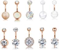 💎 sparkling cz surgical steel belly button ring: 10 pcs navel & ear piercing set by finrezio logo