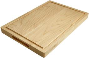 img 4 attached to 🪓 Extra Thick Handmade Hard Maple Wood Cutting Board - Reversible 17x12x1.25 Inches with Handles, Juice Groove, and Butcher Block Chopping Board by Ferrum