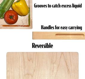 img 2 attached to 🪓 Extra Thick Handmade Hard Maple Wood Cutting Board - Reversible 17x12x1.25 Inches with Handles, Juice Groove, and Butcher Block Chopping Board by Ferrum