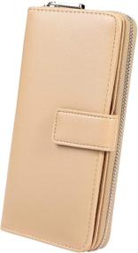 img 3 attached to Cynure Women's Long 20 Slots Card Holder: Stylish Leather Zipper Clutch Wallet for Ladies