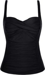 img 4 attached to Hilor Tankini Bathing Suits: Stunning Ruched Front Twist Swimsuits for Women, Retro Swim Tops