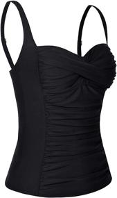 img 3 attached to Hilor Tankini Bathing Suits: Stunning Ruched Front Twist Swimsuits for Women, Retro Swim Tops