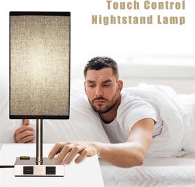 img 1 attached to 🔌 Modern LIGHTESS Nightstand Lamp - Black & Chrome, Dimmable Touch Table Lamp with AC Outlet and 2 USB Ports - Pack of 2, Edison LED Bulbs Included - Perfect Bedside Lamps for Bedroom and Living Room - LG9930160