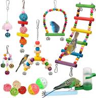 🐦 bird toy set: 14 pcs cage toys, bells, swings, ladder, chewing toys, rattan balls, molar, water feeder - ideal for small and medium parrots, parakeets, cockatiels, conures, love birds, finches logo