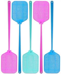 img 1 attached to 🪰 5 Pack PATLEINA Fly Swatters - Strong & Flexible Manual SWAT Set with Long Handle - Assorted Colors