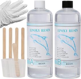 img 4 attached to LASOFAMERE 32oz Clear Epoxy Resin Kit: Ideal for Art, Jewelry, and Casting, with Gloves, Mixing Sticks, and Measuring Cups