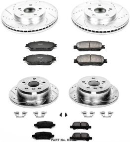 img 2 attached to 🔥 Комплект улучшенной производительности: Power Stop K5482 передние и задние тормозные колодки из карбонового волокна Z23 с сверлеными и просверленными тормозными роторами.