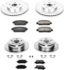 img 1 attached to 🔥 Комплект улучшенной производительности: Power Stop K5482 передние и задние тормозные колодки из карбонового волокна Z23 с сверлеными и просверленными тормозными роторами.