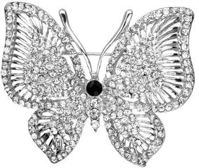 img 4 attached to 💎 Exquisite and Elegant: Jones New York Silver Butterfly Clear Crystal Rhinestones Brooches and Pins
