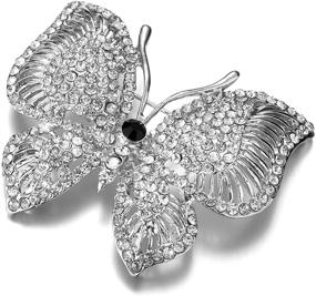 img 2 attached to 💎 Exquisite and Elegant: Jones New York Silver Butterfly Clear Crystal Rhinestones Brooches and Pins