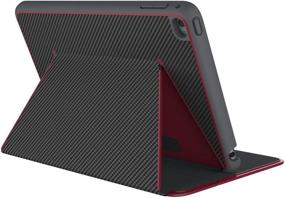 img 2 attached to 📱 Durafolio Luxury Edition Case and Stand for iPad Mini 4, Carbon Fiber Black/Crimson Red/Slate - Speck Products (73885-5077)