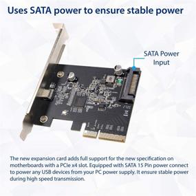 img 2 attached to 🚀 Высокоскоростная USB-C расширительная карта: IO CREST USB-C 3.2 Gen 2x2 Type-C 20 Gbps PCI-e Gen 3 x4 с ASMedia ASM3242 и SATA Power.