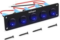 🔵 nilight 90018e 5 gang 3 pin rocker panel: waterproof on-off toggle switches for vehicles - 12v/24v 20a, rvs, boats, trucks - blue, 2-year warranty logo