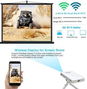 img 3 attached to 📽️ PTVDISPLAY Карманный портативный мини проектор, Full HD 1080P Pico Bluetooth Видео WiFi DLP проектор с поддержкой Android, HDMI USB TF Card подключение, Беспроводной домашний проектор