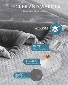 img 3 attached to 🛋️ Lynnlov Ultra-Soft 3-Layer Flannel Fleece Throw Blanket for Couch 50" x 60", Decorative Microfiber Plush Blankets with Luxury Comfort, Cozy Velvet Blanket for Sofa Chair Bed, Winter Warmth and Breathability, Grey