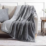 🛋️ lynnlov ultra-soft 3-layer flannel fleece throw blanket for couch 50" x 60", decorative microfiber plush blankets with luxury comfort, cozy velvet blanket for sofa chair bed, winter warmth and breathability, grey logo