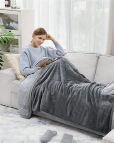 img 2 attached to 🛋️ Lynnlov Ultra-Soft 3-Layer Flannel Fleece Throw Blanket for Couch 50" x 60", Decorative Microfiber Plush Blankets with Luxury Comfort, Cozy Velvet Blanket for Sofa Chair Bed, Winter Warmth and Breathability, Grey