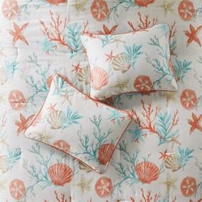 img 2 attached to 🌊 Madison Park Coastal Coral Comforter Set - Starfish Design, All Season Cozy Bedding with Shams and Decorative Pillow - Pebble Beach Teal Queen Size - 7 Piece Set