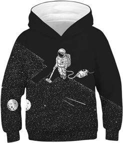 img 4 attached to ALUWU Boys Girls Hoodies: Trendy 3D Print Pullover Sweatshirt with Pocket (Sizes 5-14T)