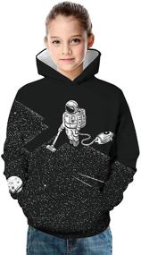 img 1 attached to ALUWU Boys Girls Hoodies: Trendy 3D Print Pullover Sweatshirt with Pocket (Sizes 5-14T)
