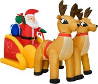 🦌 7 feet christmas inflatable decorations - santa claus on sleigh with reindeer, led lights, xmas party, outdoor/indoor yard decor логотип