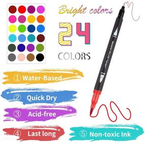 img 2 attached to JARLINK Dual Markers Brush Pens Set - 24 Vibrant Colors, Fine and Brush Tips for Adult Coloring, Drawing, Hand Lettering, Planner Calendar - Fast Drying, Multi-Purpose