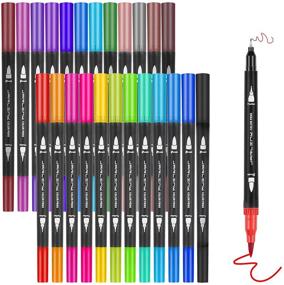 img 4 attached to JARLINK Dual Markers Brush Pens Set - 24 Vibrant Colors, Fine and Brush Tips for Adult Coloring, Drawing, Hand Lettering, Planner Calendar - Fast Drying, Multi-Purpose