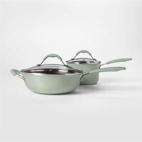 img 1 attached to 🍳 Discover the Irresistible Cravings by Chrissy Teigen 12pc Aluminum Cookware Set in Vibrant Green