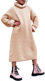 img 4 attached to Stylish Girls' Dresses with Oversized Sleeve Sweater Turtleneck Pullover