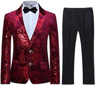 golden jacquard slim fit 2-piece boys formal tuxedo suit set jacket pants for wedding prom party logo
