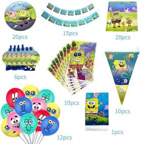 img 3 attached to 🎉 85-Piece Spongebob Birthday Party Supplies and Decorations Set for Kids, Girls, and Boys - Tableware, Dragon Blowing Kit, Balloons, Tablecloth, and Banner - Ideal for 1st Birthdays and Under 8 Parties