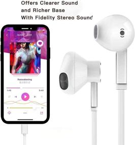 img 3 attached to 🎧 🍎 [Сертифицированный Apple MFi] наушники/проводные гарнитуры/затычки с разъемом Lightning, встроенным микрофоном и регулировкой громкости - совместимы с Apple iPhone 12/SE/11/X/7 8/9Plus, подходят для всех версий iOS - белые