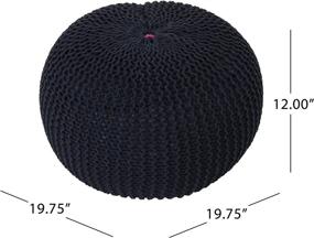 img 2 attached to 🔵 Stylish and Versatile Dark Blue Knitted Cotton Pouf by Christopher Knight Home