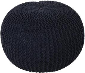 img 4 attached to 🔵 Stylish and Versatile Dark Blue Knitted Cotton Pouf by Christopher Knight Home