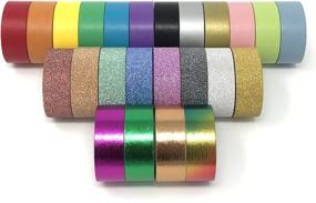 img 3 attached to 🎨 Multi-Purpose Washi Tape Set - 24 Rolls in Solid, Glitter & Foil Colors for Scrapbooking, Journaling, Planners, Gift Wrapping, DIY Arts & Crafts - Suitable for Adults and Kids